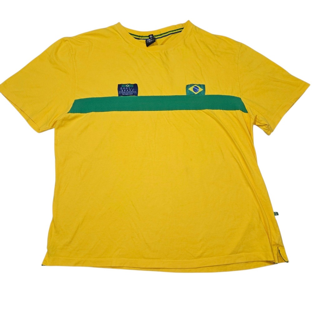 VTG Energia Natural Brasil World Champion Soccer T-Shirt Yellow Sz GG